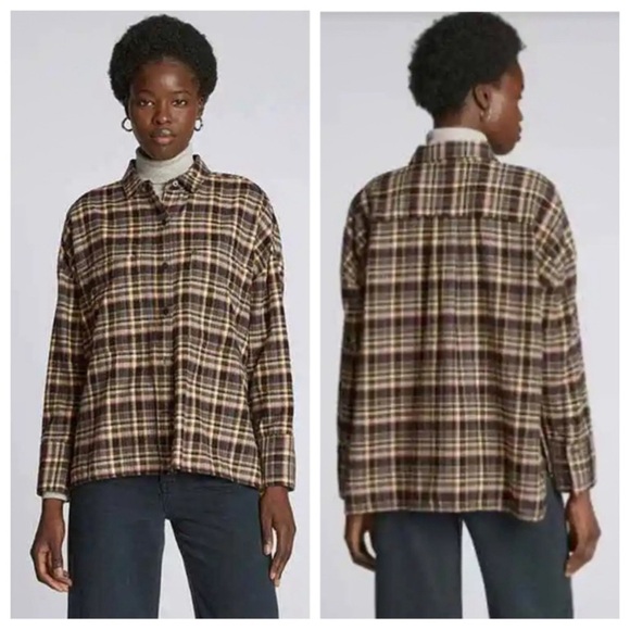 Everlane The Boxy Flannel plaid button down boxy shirt size small. Super soft. - Picture 1 of 7